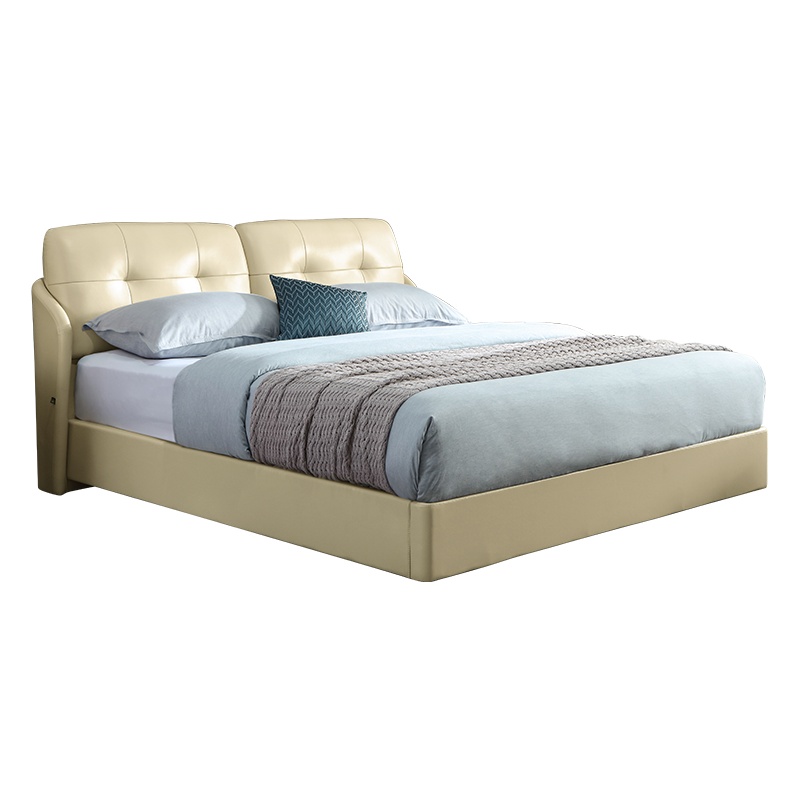 AIRLAND雅兰真皮双人软靠包床1.5m/1.8米现代简约卧室实木床架 米蘭软床