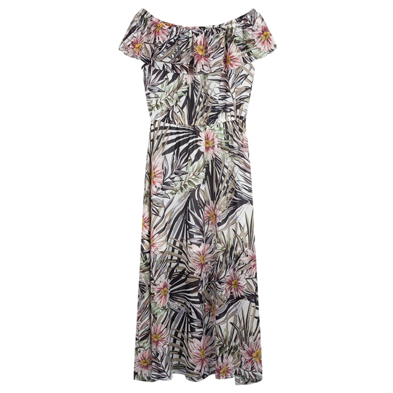 拉夏贝尔大碎花连衣裙女波西米亚夏季新款中长裙复古港味裙子海边度假 印花混色 S