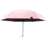 天堂伞 全遮光黑胶防晒迷你五折晴雨伞太阳伞遮阳伞胶囊伞 亮粉