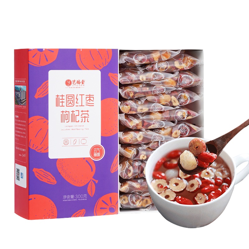 艺福堂 花果茶组合 桂圆红枣枸杞茶300g/盒*2 盒 新老包装随机ZX
