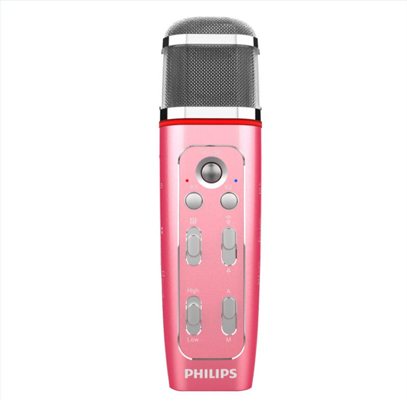 飞利浦(Philips)VTR5160多功能麦克风全民k歌唱吧喊麦声卡语音转文本录音 粉色
