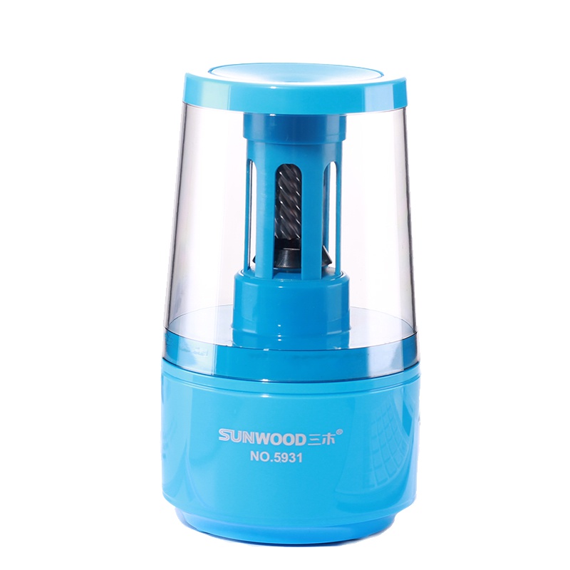 三木(SUNWOOD)5931蓝色电动削笔机 绘画美术专用电动卷笔刀电动削铅笔器自动铅笔刀削笔刀电池/USB多功能