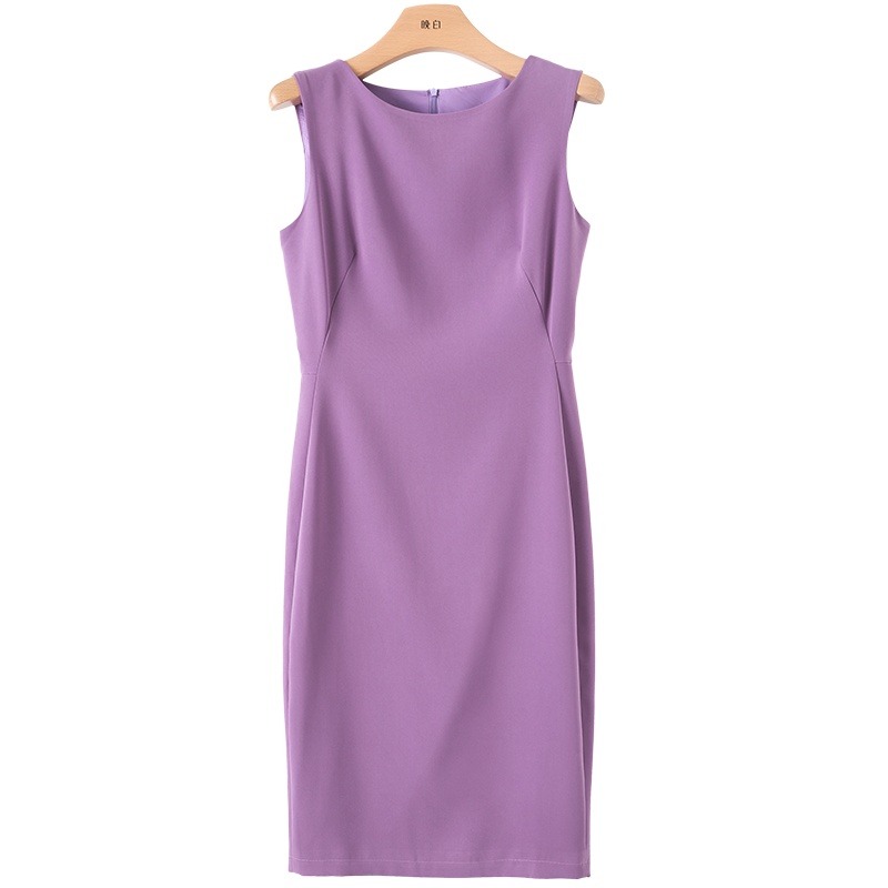 晚白2020冬季新品时尚简约圆领修身显瘦通勤背心裙打底裙连衣裙女