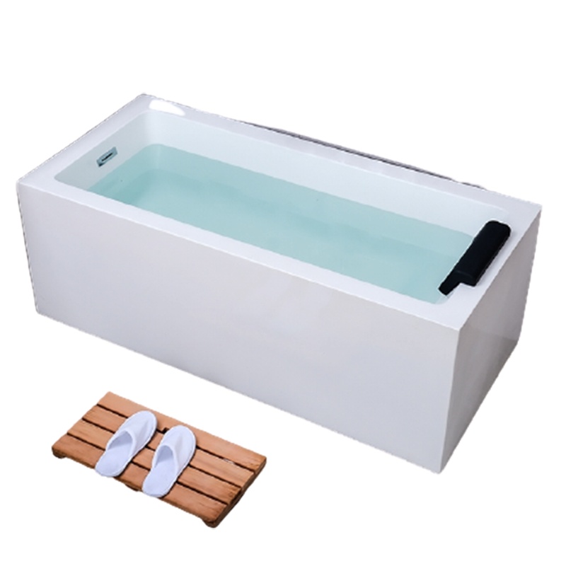 定制亚克力式小户型方形浴缸古达家用加深保温泡澡成人浴盆1.2m-1.7米