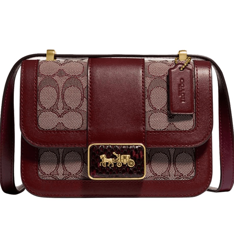 预售COACH\蔻驰 Alie 口盖包 单肩包 斜挎包方扣马车不标老花拼皮4616