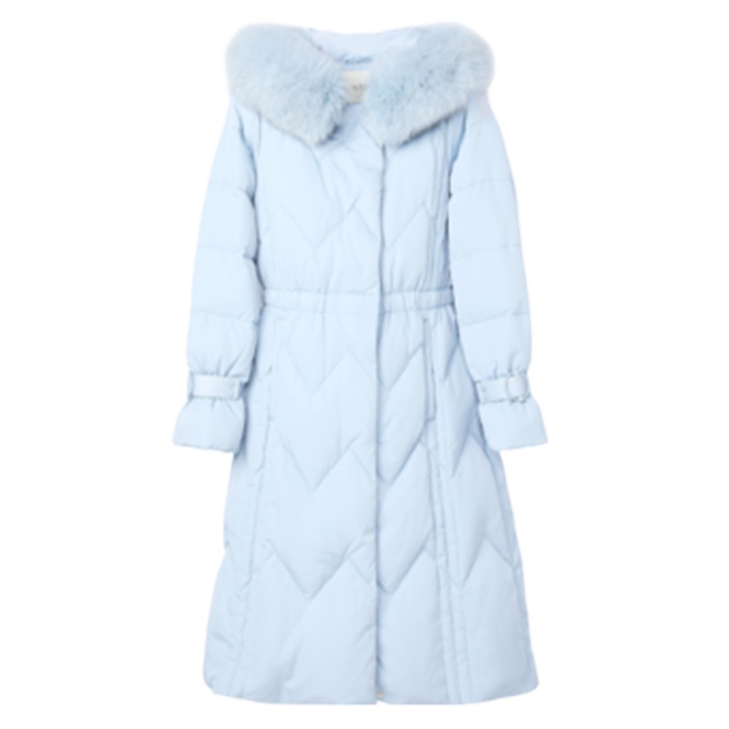 【专柜同款】Y拉贝缇白鸭绒羽绒服女中长款拉夏贝尔2019冬季新款收腰过膝外套60009239