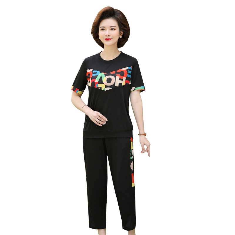 蓝旗(BLUEG)女士中老年2020春季妈妈装时尚休闲装女装2件套装