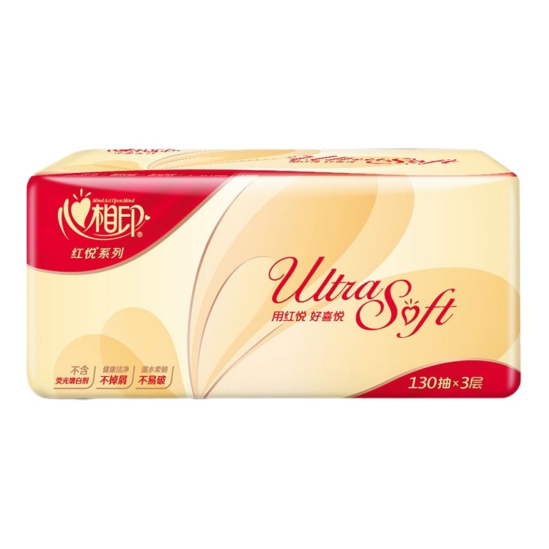 心相印(Mind Act Upon Mind)DT37130抽纸 红悦系列 软抽3层130抽面巾纸*6包