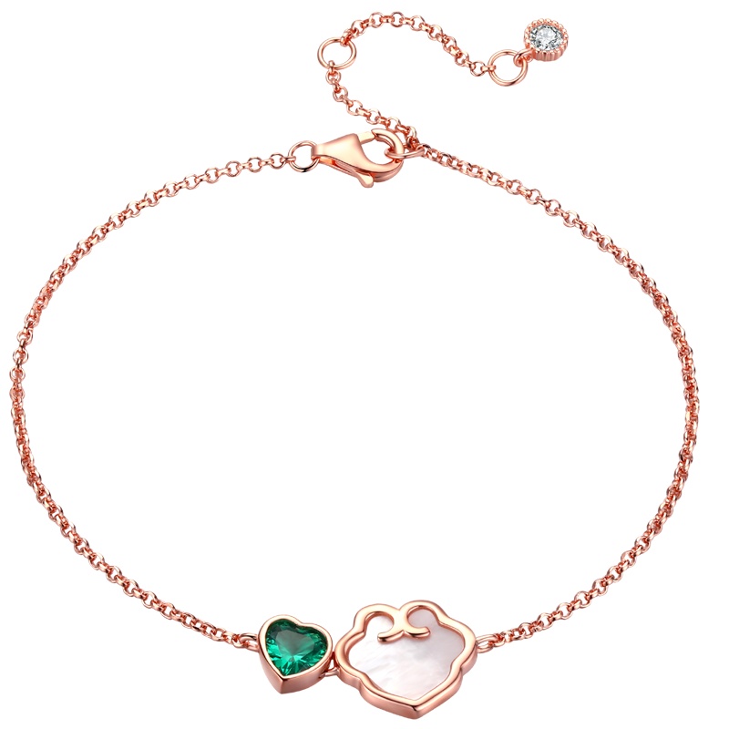 佰色传情S925银手链贝壳纯银手饰女高级感百搭网红可调节