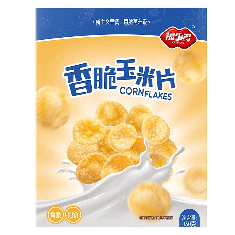 福事多玉米片 干吃香脆零食速食即食早餐 搭配泡酸奶麦片350g 营养代餐