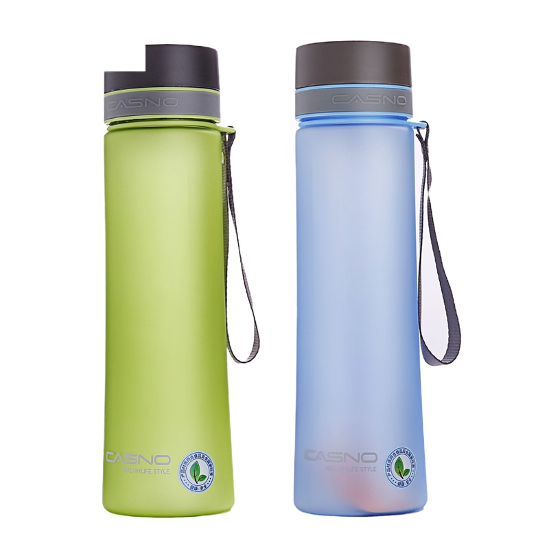 大容量塑料水杯便携户外运动太空杯男女简约杯子防摔 封后 天蓝色1000磨砂