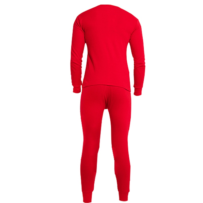 浪莎 情侣 本命年 纯棉内衣套装 大红色保暖内衣圆领青年秋衣秋裤男女