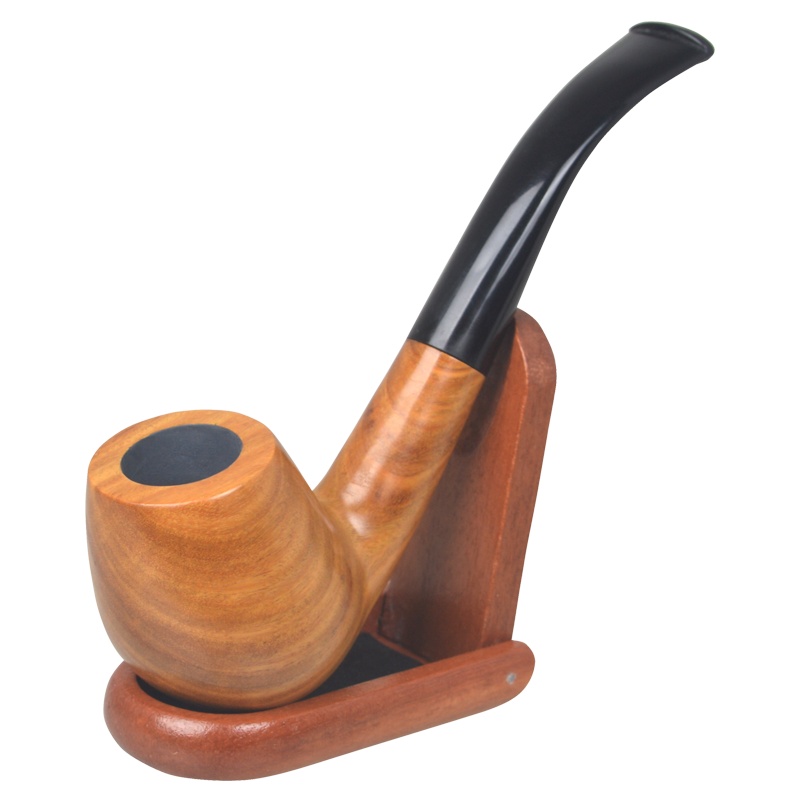 SANDA三达绿檀烟斗 手工实木 过滤芯型弯式烟具 循环过滤烟嘴