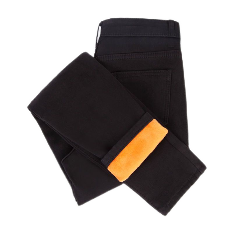 保暖棉裤女冬季高腰牛仔裤女冬季加绒加厚弹力紧身显瘦带绒长裤衫伊格