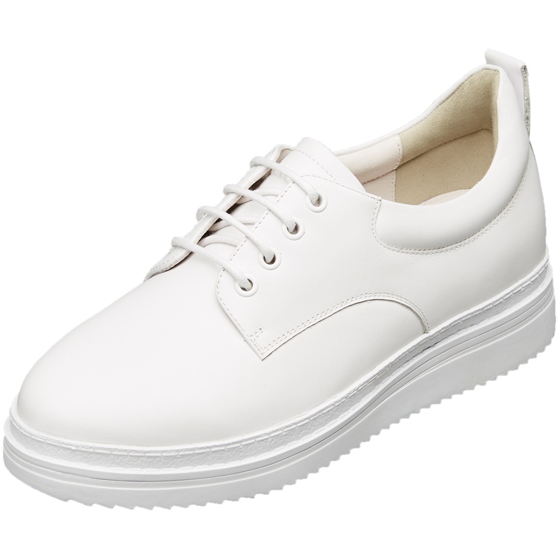 康奈女鞋 秋季休闲鞋新款韩版厚底系带休闲小白鞋内增高纯色女鞋1275019