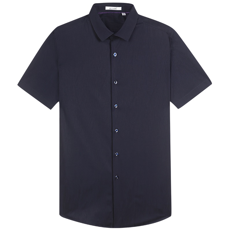 HODO红豆男装男士短袖衬衫 夏季新品商务休闲提花方领修身微弹短袖衬衫男