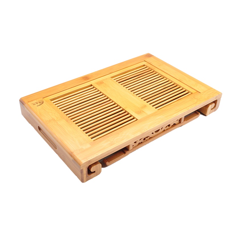唐宏坊 楠竹茶盘托盘 茶杯盘 茶具盘实木 盛水茶盘 功夫茶具盘 干泡茶台茶海 排水式茶盘
