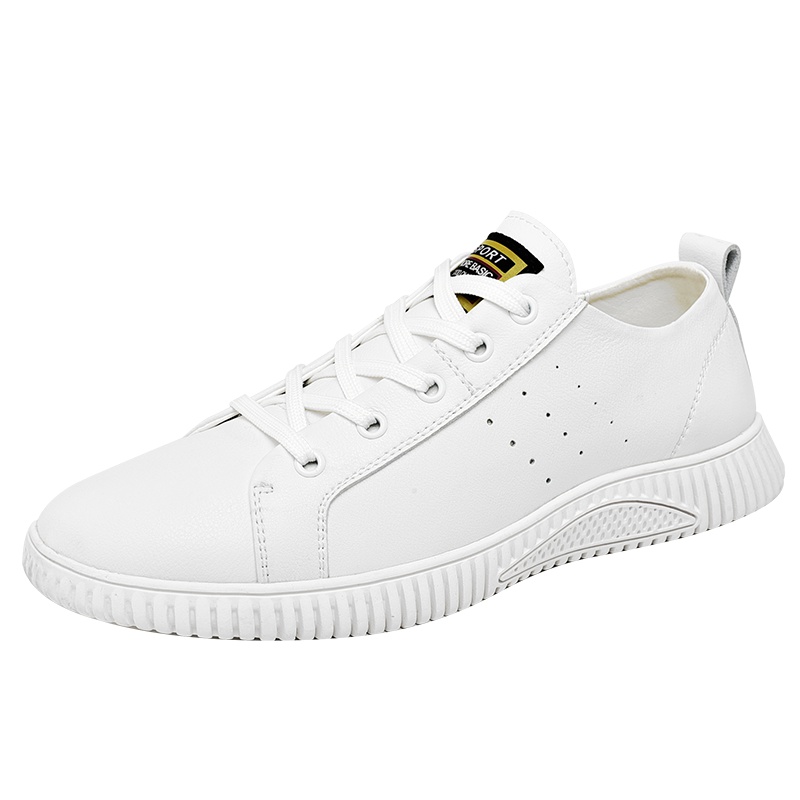策乐(cele)小白鞋男牛皮板鞋男冲孔透气男士休闲鞋时尚潮流男鞋低帮板鞋RL-6093