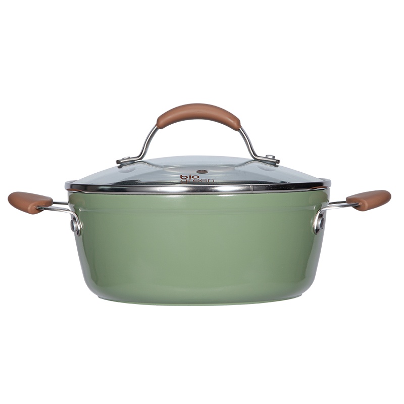 卡罗特（CaROTE） 瑞士麦饭石汤锅24CM不粘锅小火锅少油烟汤煲炖锅煮面条电磁炉通用小清新橄榄绿