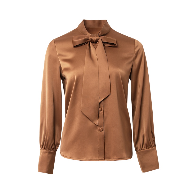 晚白2018秋装新款知性纯色领口单排多扣成熟优雅通勤OL上衣衬衫女