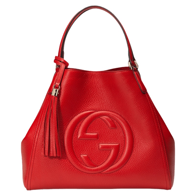 GUCCI 古驰 gucci女包 女款流苏压印双G单肩手提包 红色