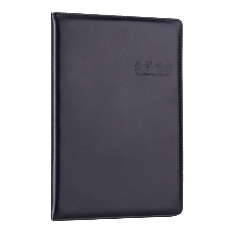 得力 7949 16K 80张大号基础款会议记录本皮面本 办公记事本笔记本子 黑