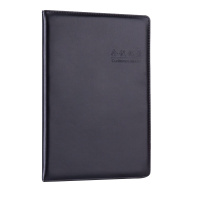 得力 7949 16K 80张大号基础款会议记录本皮面本 办公记事本笔记本子 黑