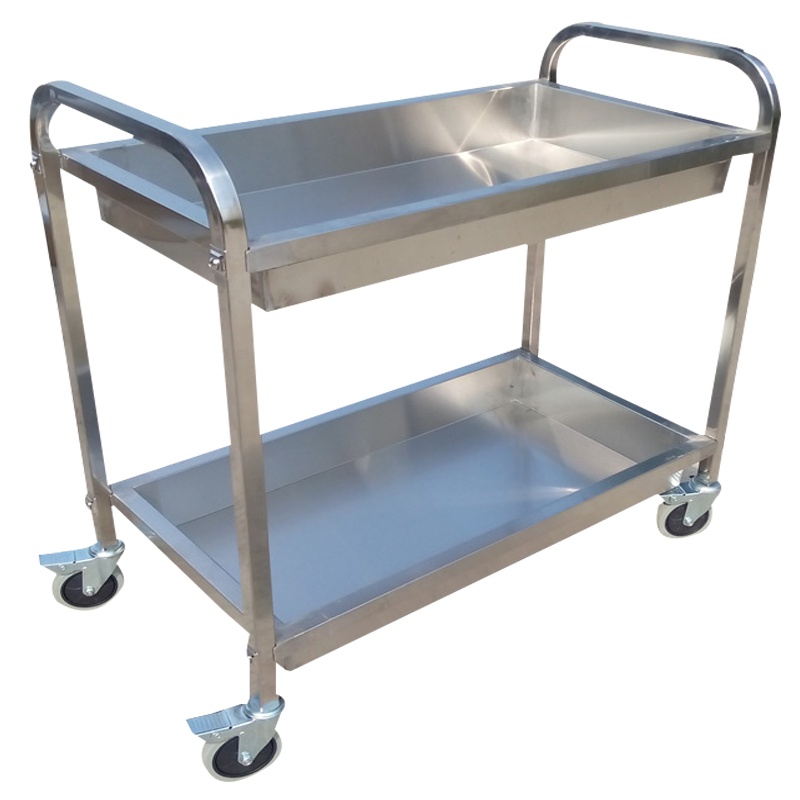 加厚不锈钢餐车酒店手推车双层餐厅送餐车收碗车餐车古达火锅店饭店小推车
