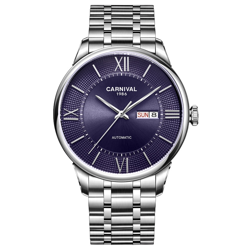 瑞士嘉年华(CARNIVAL)新款正品手表进口Miyota机芯自动机械表 男表时尚防水商务大表盘精钢男士腕表8846