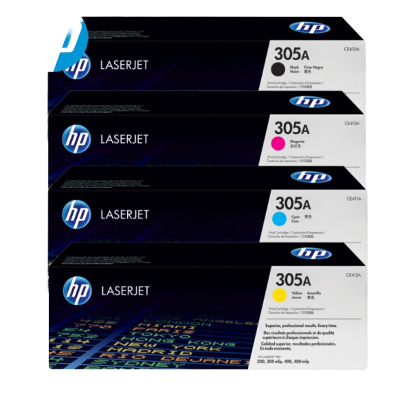 惠普(HP)305A 原装硒鼓 (CE410-3A一套四支)适用M351a/M451dn/375NW/475