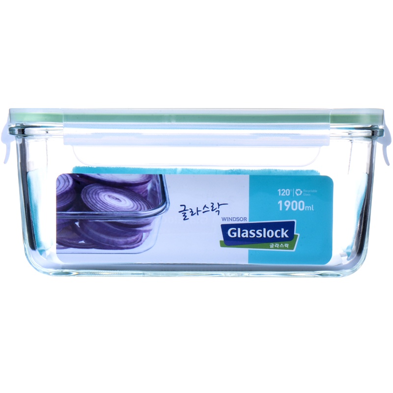 三光云彩(GLASSLOCK) 钢化玻璃保鲜盒韩国进口耐热长方形饭盒1870ml大号便当盒密封碗RP517