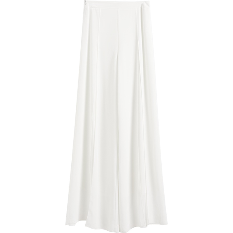 OSA欧莎2019新款夏雪纺阔腿裤女高腰垂感白色裤子宽松显瘦拖地裤