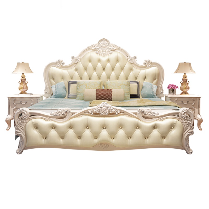 欧式床双人床 公主床主卧法式奢华婚床1.8米高箱储物床雕花