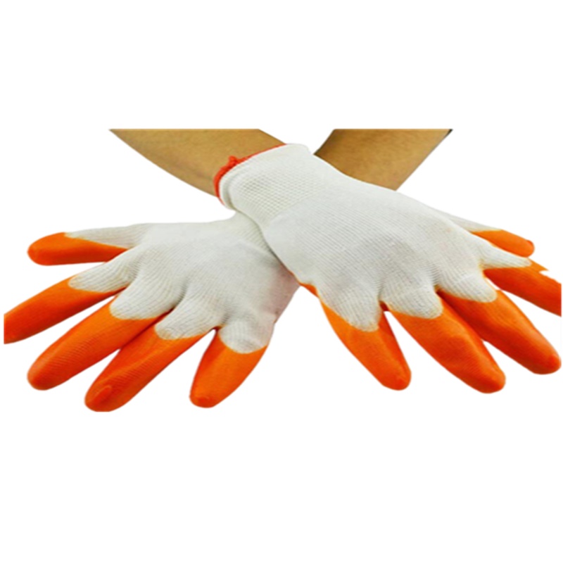 苏识 S-S029 劳保浸胶pvc尼龙手套 小半挂全挂 PVC小半挂12付(计价单位:付)白纱橘黄