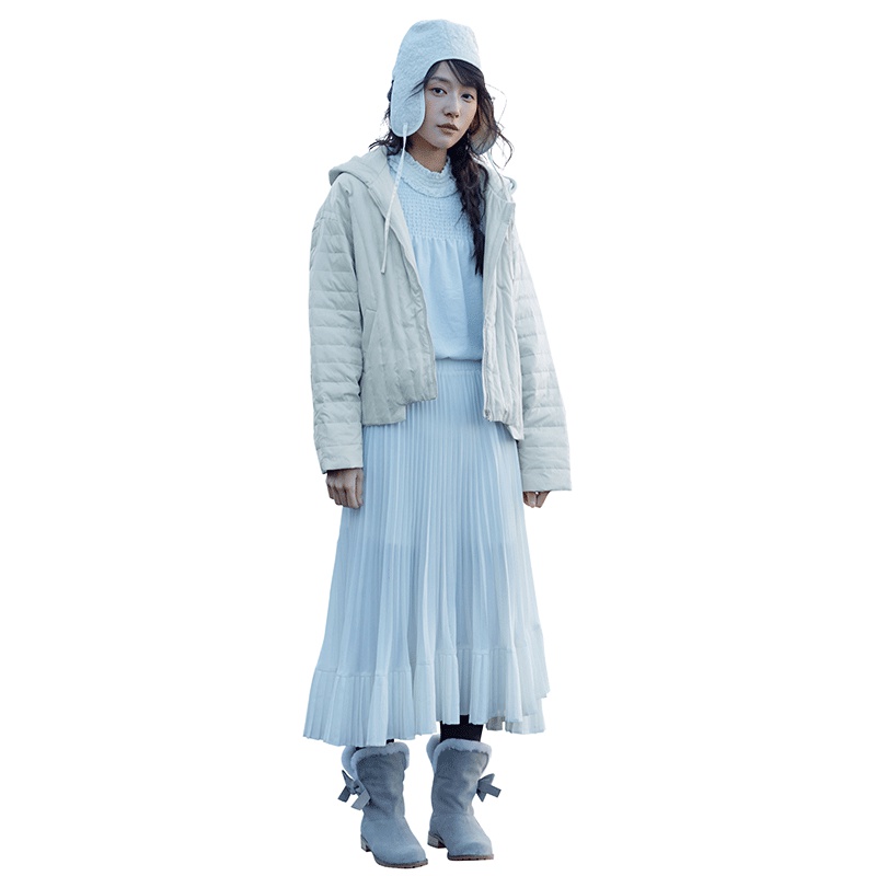 茵曼冬装新款纯色连帽宽松短款轻便羽绒服外套女