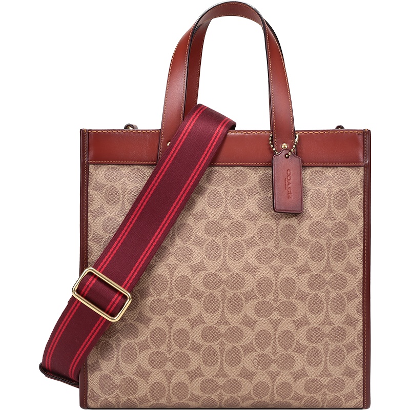 COACH 蔻驰 奢侈品 女士 专柜款涂层帆布配皮FIELD托特包手提单肩斜挎包 C0776