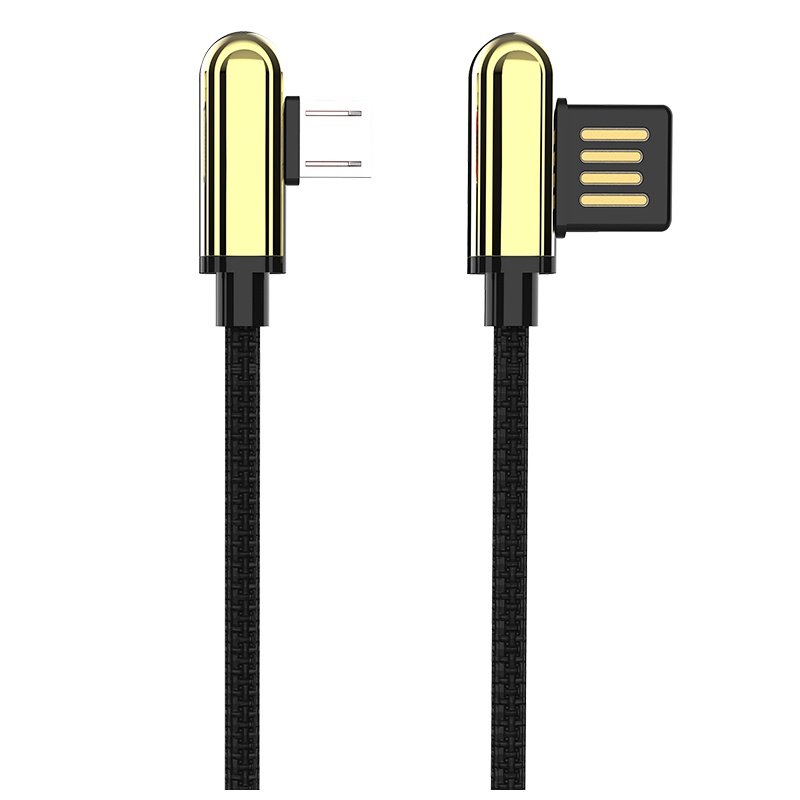 ASPOR A118 Micro数据线 90°弯头防缠绕2.4A快充数据线持久耐用安全保护