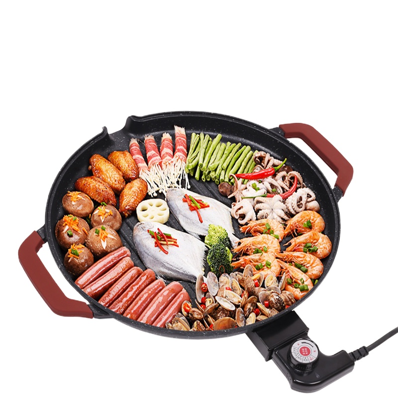 电烤盘家用火锅烧烤一体插电烧烤炉烤肉锅电磁炉卡式炉商用铁板烧 烤盘(30cm)电磁炉明火用