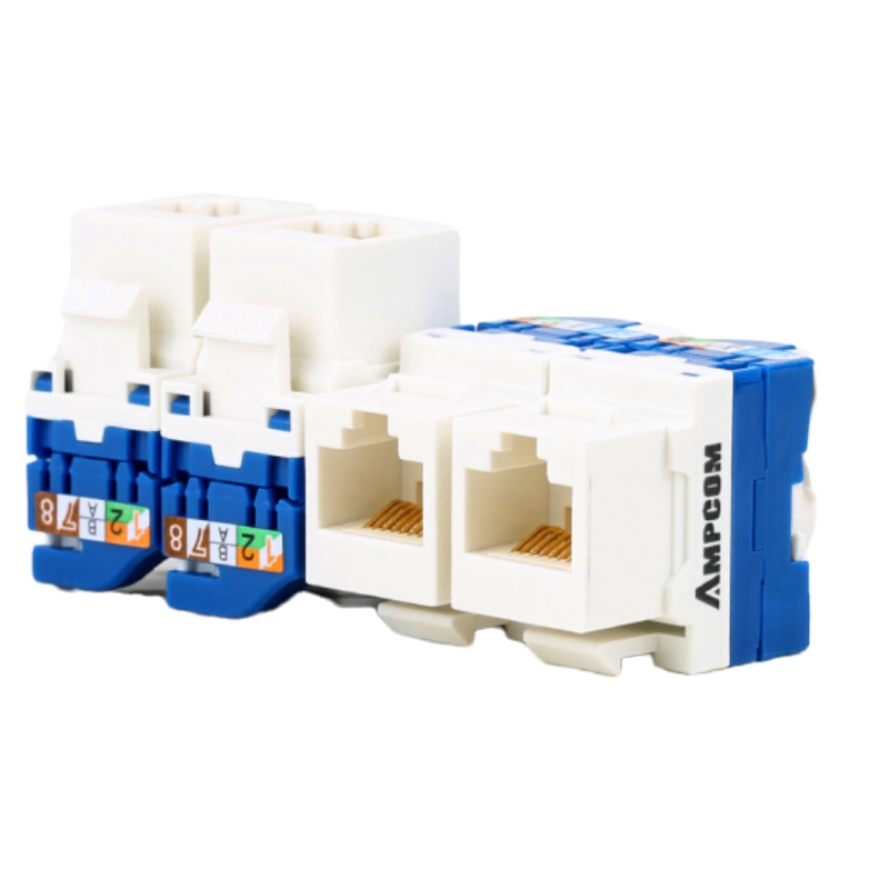 安普康 (AMPCOM) 六类网络模块免打工程级镀金千兆网线连接头 白色