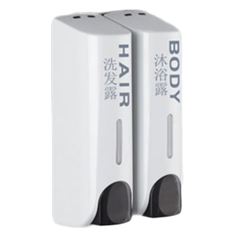 宾馆酒店家用沐浴露闪电客洗手液洗发水瓶子按压壁挂式免打孔皂液器盒装 白色双头打标