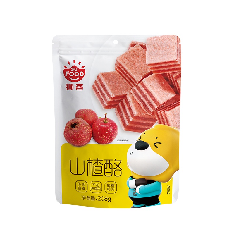 狮客[苏宁自主品牌] 208g山楂酪 山楂干山楂零食小吃果脯蜜饯休闲食品袋
