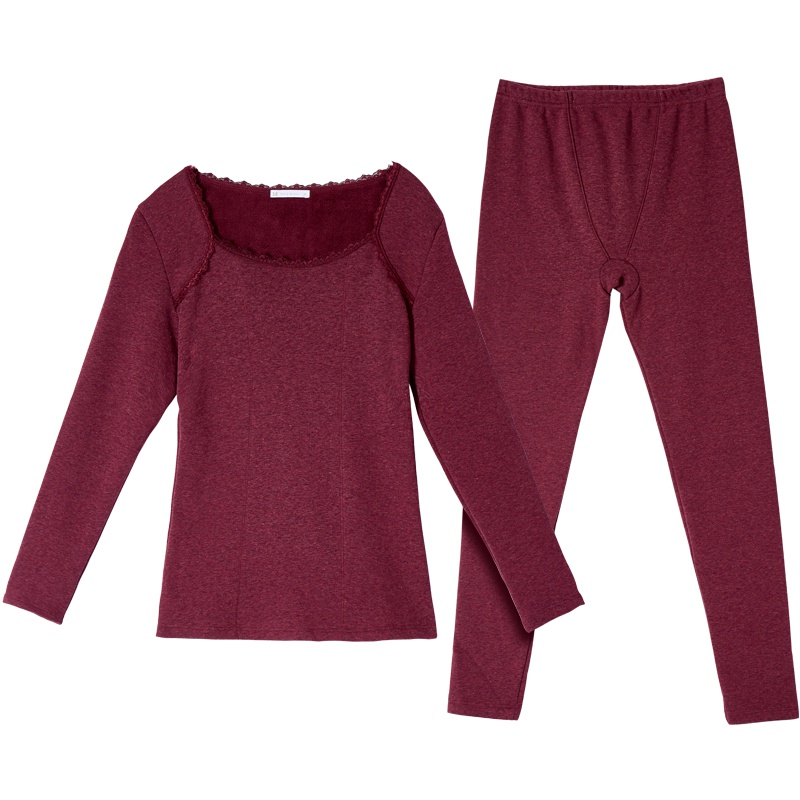 爱帝情侣秋冬花纱珊瑚绒男女士加绒加厚保暖内衣套装秋衣秋裤