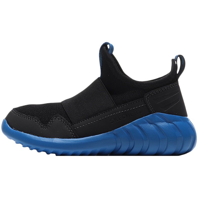 Skechers斯凯奇童鞋休闲鞋一脚套时尚男大童运动鞋97691L. 97691L/BKRY黑色+宝蓝色