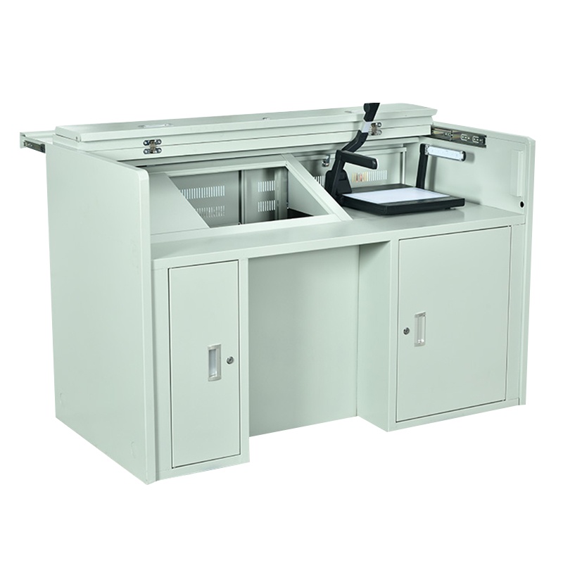 鑫虎威 钢制多媒体电教室中控台讲台学校教师讲台桌多功能电子中控培训演讲台1.4米