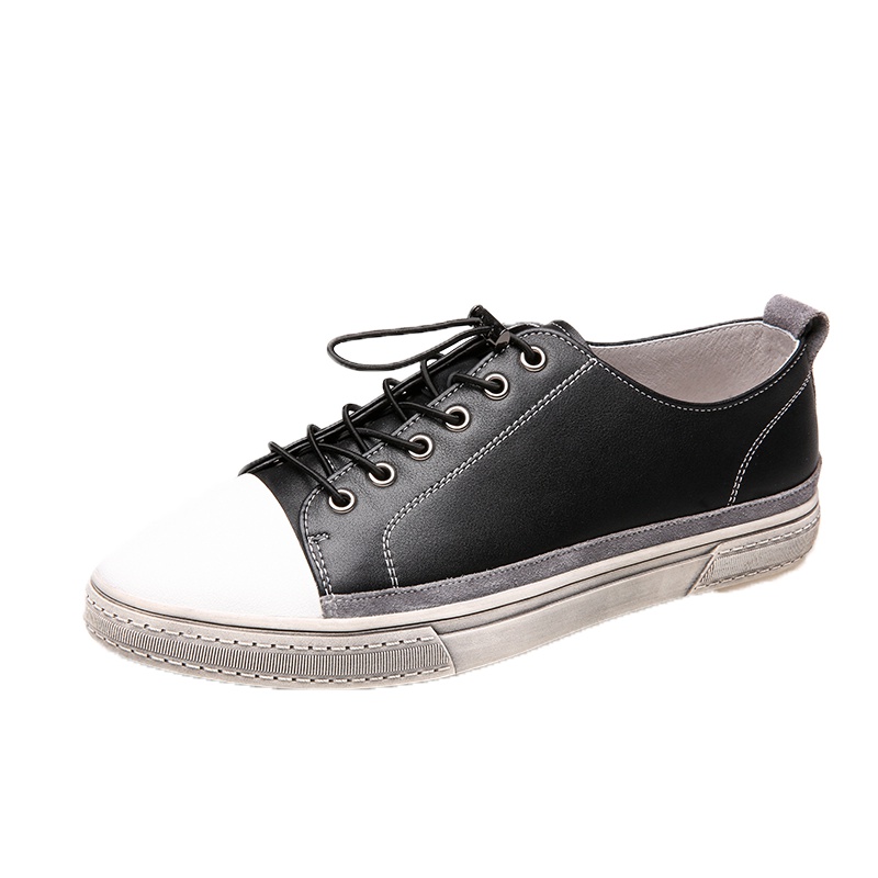 奥康板鞋真皮男士休闲鞋平底系带男青年英伦复古潮鞋