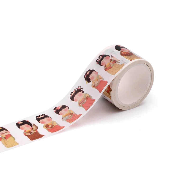 国家宝藏 文创大唐侍女胶带手帐 循环图案 -古风