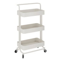 居物志移动收纳小推车婴儿用品置物架卧室厨房储物床边宝宝收纳架手推车架子3层4层白色提夫尼蓝带扶手小推车