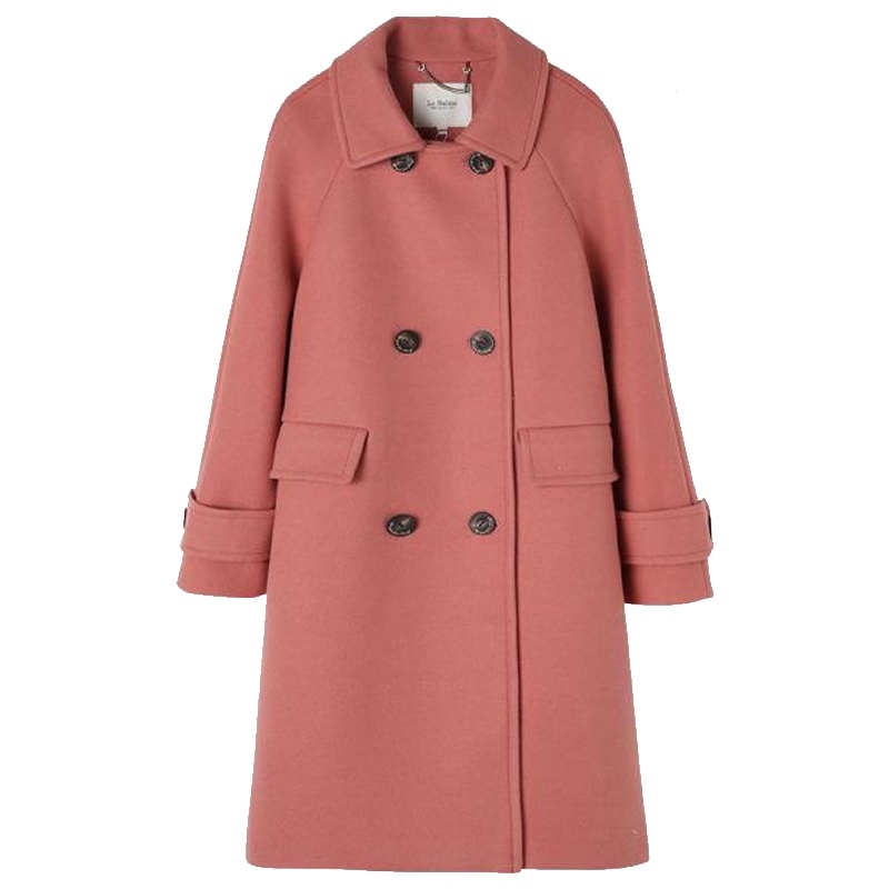 拉夏贝尔毛呢外套女冬季韩版显瘦学生小个子中长款大衣60007292
