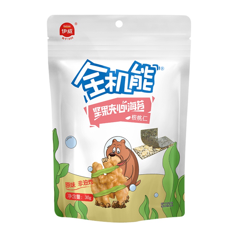 伊威( Eastwes)全机能 坚果夹心海苔(核桃仁)30g咔嚓美味 酥脆鲜香