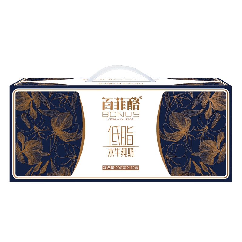 百菲酪 低脂水牛纯奶 低脂高钙奶 200ml*12盒/箱
